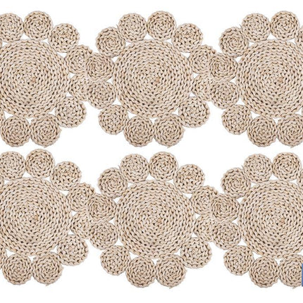 Bajoplatos con formas circulares | Packs de 6 salvamanteles individuales | Material: fibra natural | Diámetro: 35 cm | Decoración única y protección para la mesa
