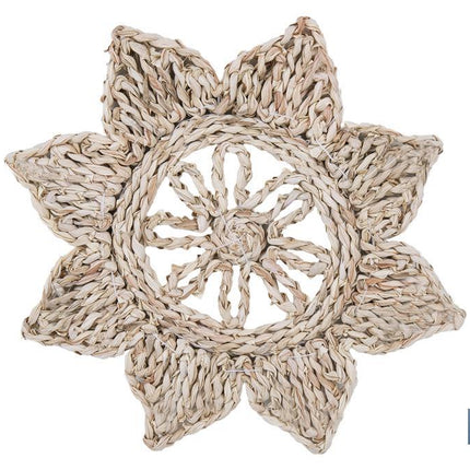 Bajoplatos en forma de estrella | Packs de 6 unidades de salvamanteles individuales | Material: fibra natural | Diámetro: 30 cm | Decoración única y protección para la mesa