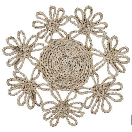 Bajoplatos con borde floral | Packs de 6 unidades de salvamanteles individuales | Material: fibra natural | Diámetro: 35 cm | Decoración única y protección para la mesa