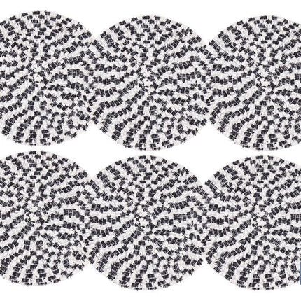 Bajoplatos redondos | Packs de 6 salvamanteles individuales | Diámetro: 38 cm | Color: beige y negro