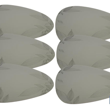 Bajoplato triangular | Diseño estampado con hojas | Packs de 6 salvamanteles individuales | Color: verde | Material: PVC | Medidas: 45 x 36 cm