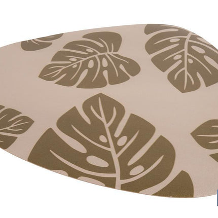 Bajoplato triangular con estampado de hojas | Pack de 6 salvamanteles individuales | Color: marrón | Material: PVC | Medidas: 45 x 36 cm