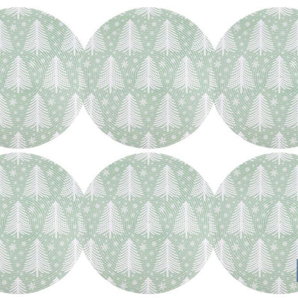 Bajoplatos redondos de Navidad | Diseño con árboles de Navidad | Packs de 6 salvamanteles individuales | Diámetro: 38 cm | Color: verde y blanco