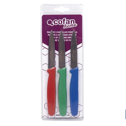 Pack de 3 cuchillos puntilla de acero inoxidable | Mango antideslizante | Apto para lavavajillas