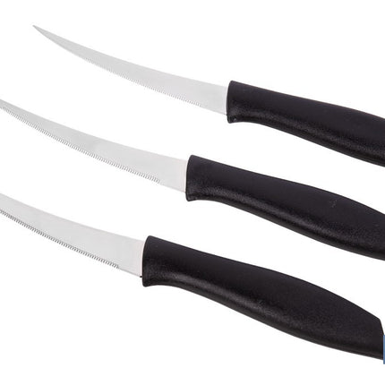 Pack de 3 cuchillos para fruta y verdura con mango ergonómico | Hoja de acero inoxidable | Longitud de la hoja: 10 cm