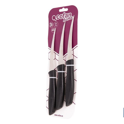 Pack de 3 cuchillos para fruta y verdura con mango ergonómico | Hoja de acero inoxidable | Longitud de la hoja: 10 cm