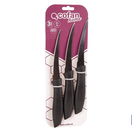 Pack de 3 cuchillos para fruta y verdura con mango ergonómico | Hoja de acero inoxidable | Longitud de la hoja: 10 cm