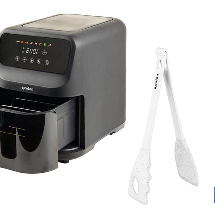 Pack de freidora de aire digital 5 litros 1500 W, pinzas de cocina 28 cm y pulverizador de aceite 90 ml