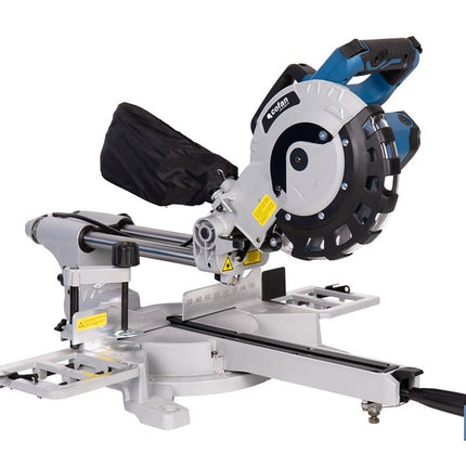 Ingletadora eléctrica 1450 W Ø210 mm 5000 rpm | Corte preciso con guía láser, doble bisel, barra deslizante y bolsa de serrín