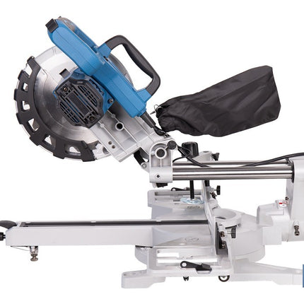 Ingletadora eléctrica 1450 W Ø210 mm 5000 rpm | Corte preciso con guía láser, doble bisel, barra deslizante y bolsa de serrín