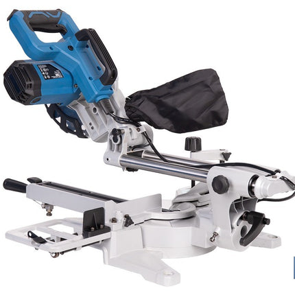 Ingletadora eléctrica 1450 W Ø210 mm 5000 rpm | Corte preciso con guía láser, doble bisel, barra deslizante y bolsa de serrín