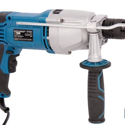 Taladro percutor eléctrico 1200 W con 2 velocidades, portabrocas automático 13 mm | Empuñadura multiposición y control de velocidad variable