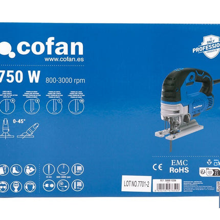 Sierra de calar eléctrica con corte pendular de 4 posiciones | 750 W corte a bisel ±45° Velocidad variable 800-3000 rpm