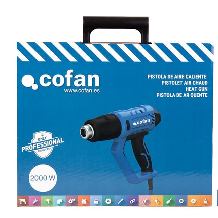 Pistola de aire caliente LCD digital display 2000 W | Temperatura regulable 50 hasta 650°
