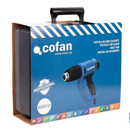 Pistola de aire caliente LCD digital display 2000 W | Temperatura regulable 50 hasta 650°