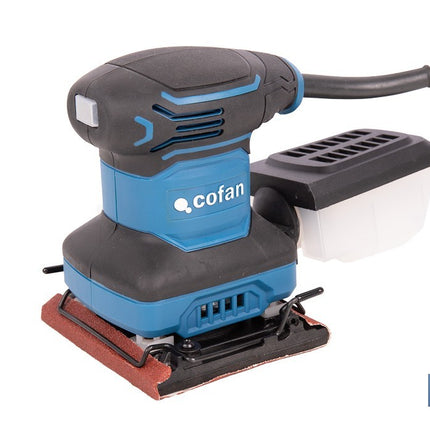 Lijadora orbital eléctrica 200 W 14 000 rpm, aspiración de polvo | Base de velcro con 8 agujeros | Ideal para madera, plástico y superficies lacadas