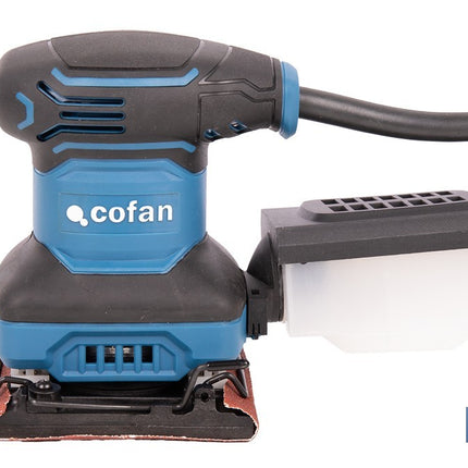 Lijadora orbital eléctrica 200 W 14 000 rpm, aspiración de polvo | Base de velcro con 8 agujeros | Ideal para madera, plástico y superficies lacadas
