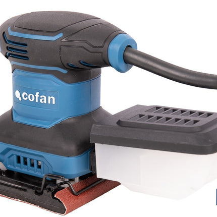 Lijadora orbital eléctrica 200 W 14 000 rpm, aspiración de polvo | Base de velcro con 8 agujeros | Ideal para madera, plástico y superficies lacadas
