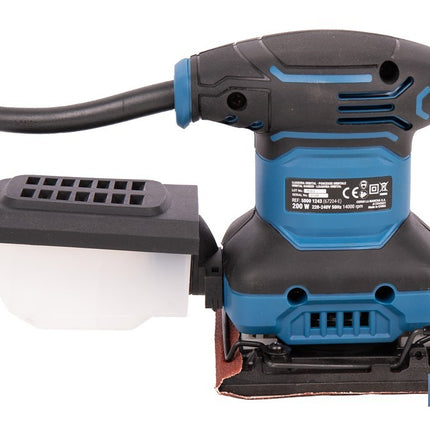 Lijadora orbital eléctrica 200 W 14 000 rpm, aspiración de polvo | Base de velcro con 8 agujeros | Ideal para madera, plástico y superficies lacadas