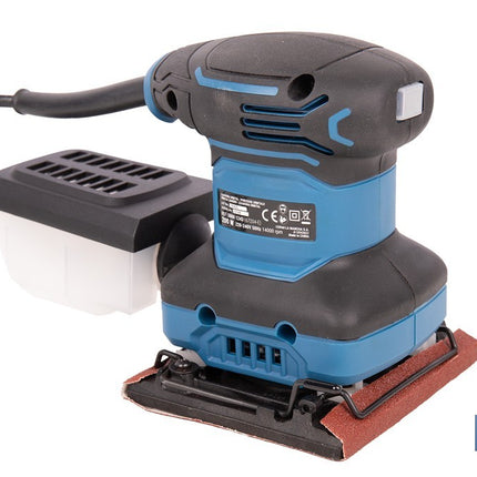 Lijadora orbital eléctrica 200 W 14 000 rpm, aspiración de polvo | Base de velcro con 8 agujeros | Ideal para madera, plástico y superficies lacadas