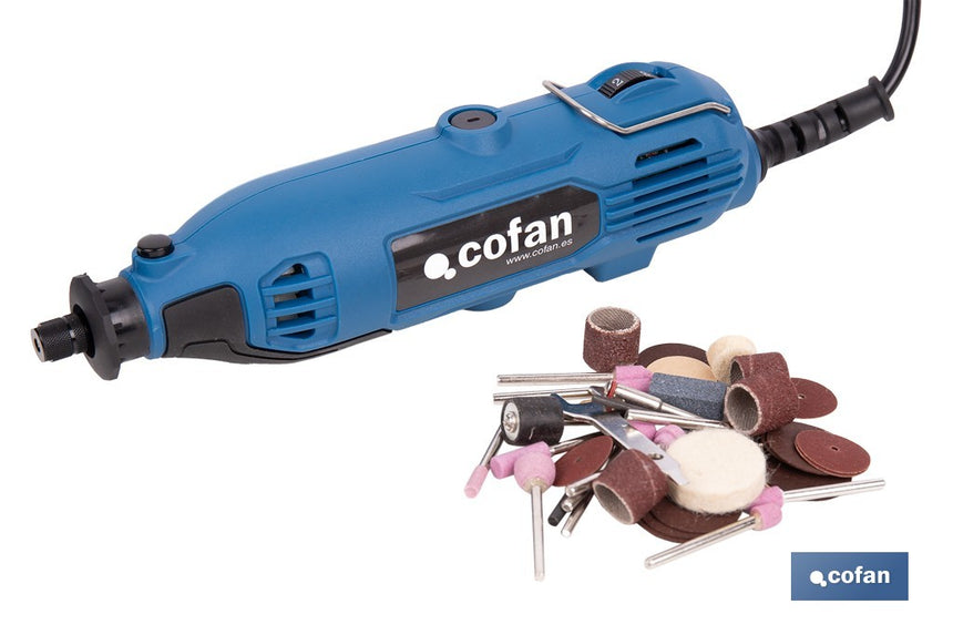 Multiherramienta rotativa 135 W 8000-33000 rpm, velocidad variable | Ideal para cortar, fresar, pulir y perforar | Incluye kit de accesorios intercambiables