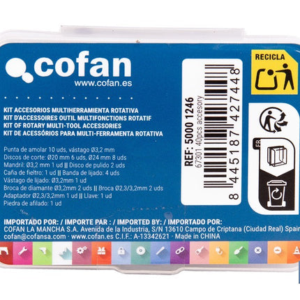 Kit de accesorios para multiherramienta rotativa | Incluye discos, fresas, brocas, lijas y accesorios de pulido | Compatible con herramienta ref. 50001245