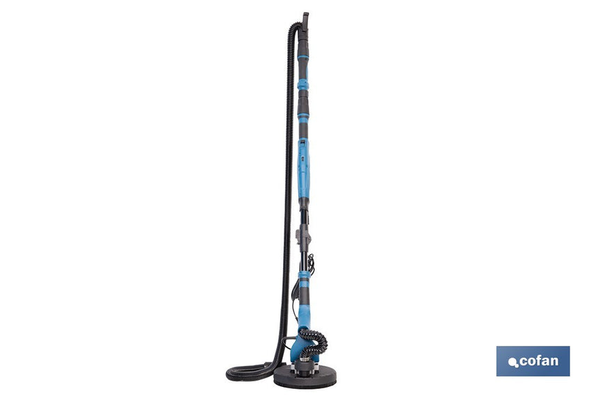 Lijadora de pared y techo eléctrica 710 W 1500 rpm | Tubo extensible, aspiración de polvo y luz LED integrada | Incluye maletín y 6 discos de lija