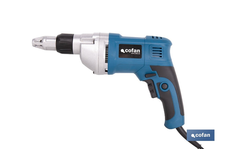 Atornillador eléctrico para paredes de yeso 600 W 2400 rpm | Velocidad variable, inserción de portapuntas 1/4 | Diseño ergonómico para trabajos continuos