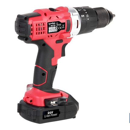 Taladro Percutor a Batería con 1300 rpm | Batería Li-ion de 20V - 1,5 Ah + Cargador incluidos