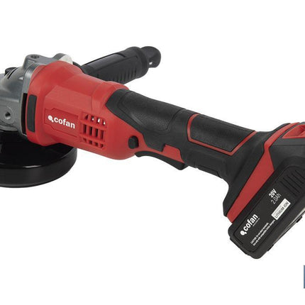 Amoladora a batería | Batería Li-ion de 20V y 2,0 Ah + Cargador incluidos | Apta para discos de ø115 mm