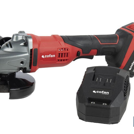 Amoladora a batería | Batería Li-ion de 20V y 2,0 Ah + Cargador incluidos | Apta para discos de ø115 mm