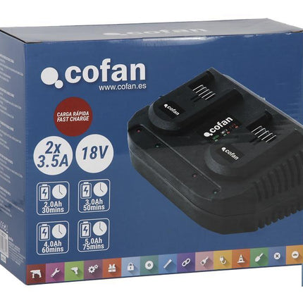 Cargador de Baterias Doble | Carga Rápida | 2 x 3,5 A - 18V