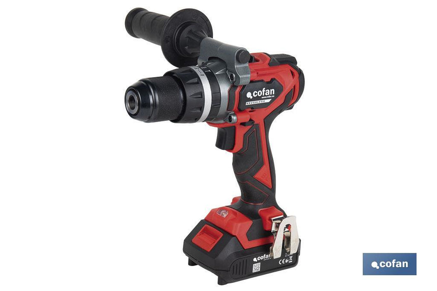 Taladro percutor y atornillador sin escobillas | 2 velocidades | Incluye maletín con batería Li-Ion de 20 voltios y 2.0 Ah + cargador