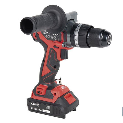 Taladro percutor y atornillador sin escobillas | 2 velocidades | Incluye maletín con batería Li-Ion de 20 voltios y 2.0 Ah + cargador