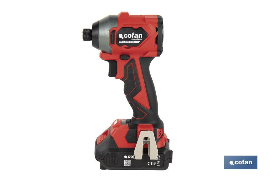 Atornillador percutor de impacto sin escobillas | Para puntas 1/4 Hex | Control de velocidad variable | Maletín, batería Li-ion de 20V y 2,0 Ah y cargador incluido