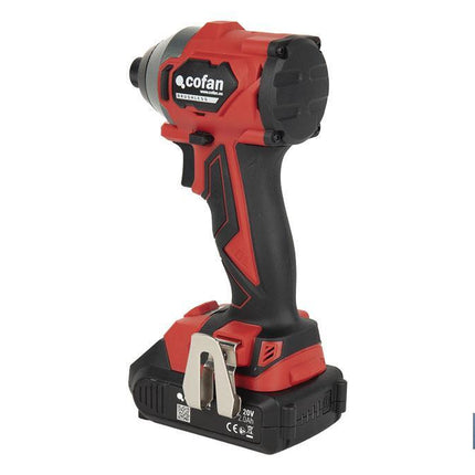 Atornillador percutor de impacto sin escobillas | Para puntas 1/4 Hex | Control de velocidad variable | Maletín, batería Li-ion de 20V y 2,0 Ah y cargador incluido