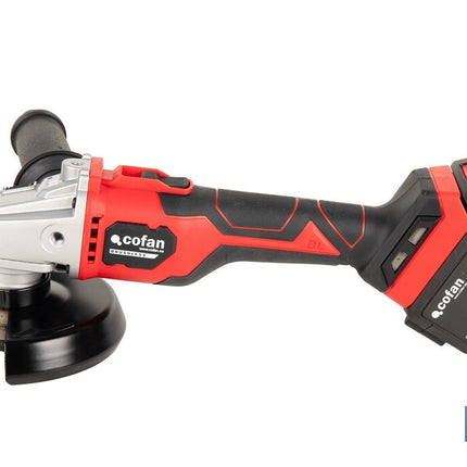 Amoladora a batería sin escobillas | Velocidad variable | Mango 3 posiciones | Incluye: batería de 20 V y 4.0 Ah, cargador y maletín con disco de corte, protector y mango auxiliar