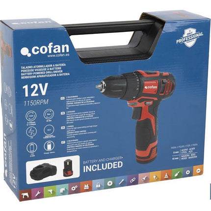 Taladro atornillador a batería | 19+ 1 posiciones de apriete | Batería Li-ion 12 V 2.0 Ah | Dos velocidades | Maletín incluido