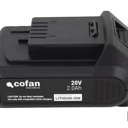 Batería de litio Li-ion de 20V y 2.0 Ah | Adecuada para herramientas eléctricas Cofan | Protección electrónica integral