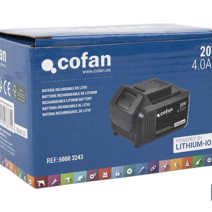 Batería de litio Li-ion de 20 V y 4.0 Ah | Adecuada para herramientas eléctricas Cofan | Protección electrónica integral