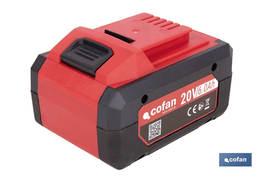 Batería Li-Ion recargable 20 V 6.0 Ah | Compatible con sistema 1 for All | Alta autonomía, protección avanzada | Indicador led de carga