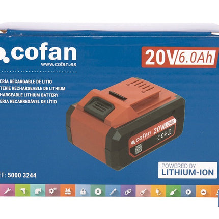 Batería Li-Ion recargable 20 V 6.0 Ah | Compatible con sistema 1 for All | Alta autonomía, protección avanzada | Indicador led de carga