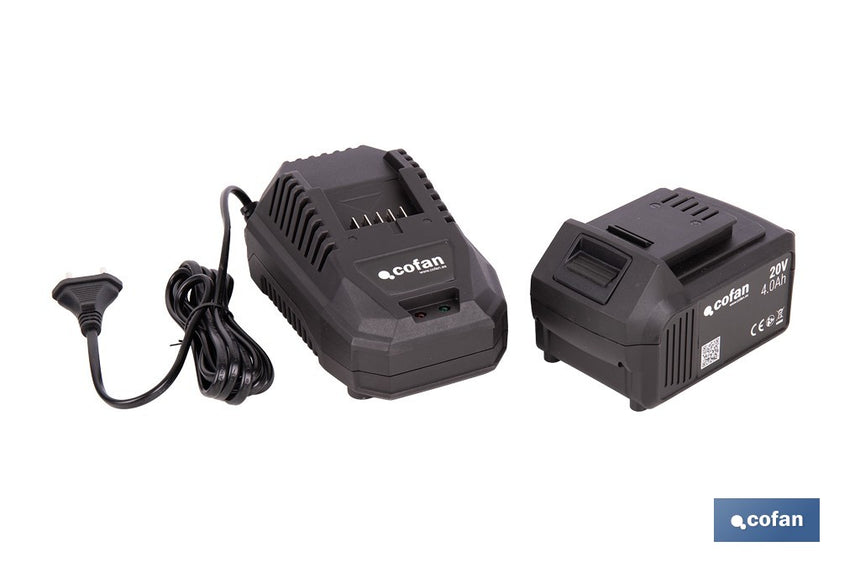 Pack de cargador 20 V 4.5 A + Batería 20 V 4.0 Ah Li-Ion | Compatible con sistema 1 for All | Protección contra sobrecarga y larga duración