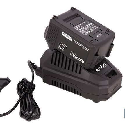 Pack de cargador 20 V 4.5 A + Batería 20 V 4.0 Ah Li-Ion | Compatible con sistema 1 for All | Protección contra sobrecarga y larga duración