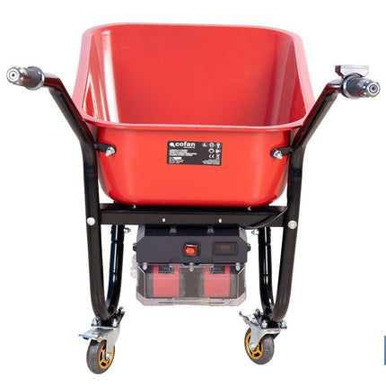 Carretilla de obra eléctrica a batería 20 V | Carga máxima de 260 kg | Motor de 500 W, batería Li-Ion 20 V 6.0 Ah