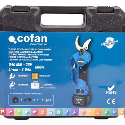 Set de tijeras de podar eléctricas 25 V con pértiga extensible 1,40-2,07 m | Incluye 2 baterías, maletín y accesorios