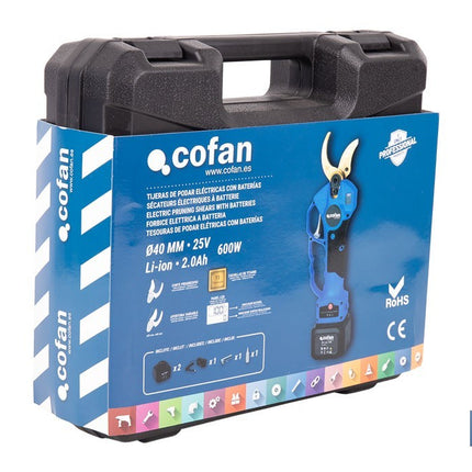 Set de tijeras de podar eléctricas 25 V con pértiga extensible 1,40-2,07 m | Incluye 2 baterías, maletín y accesorios