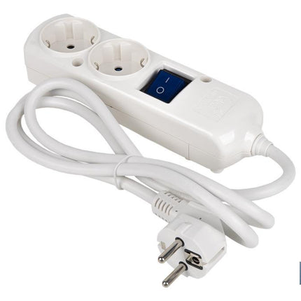 Base múltiple de dos tomas | Incluye conmutador luminoso de encendido | Cable de 1,5 metros de longitud