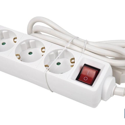 Base múltiple bipolar de 3 tomas para enchufes | Cable de 1,4 m | Interruptor de encendido