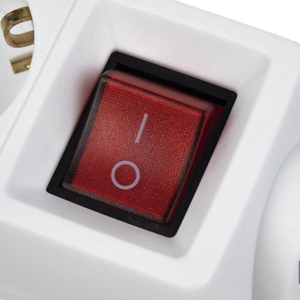 Base múltiple bipolar de 5 tomas para enchufes | Cable de 1,4 m | Interruptor de encendido